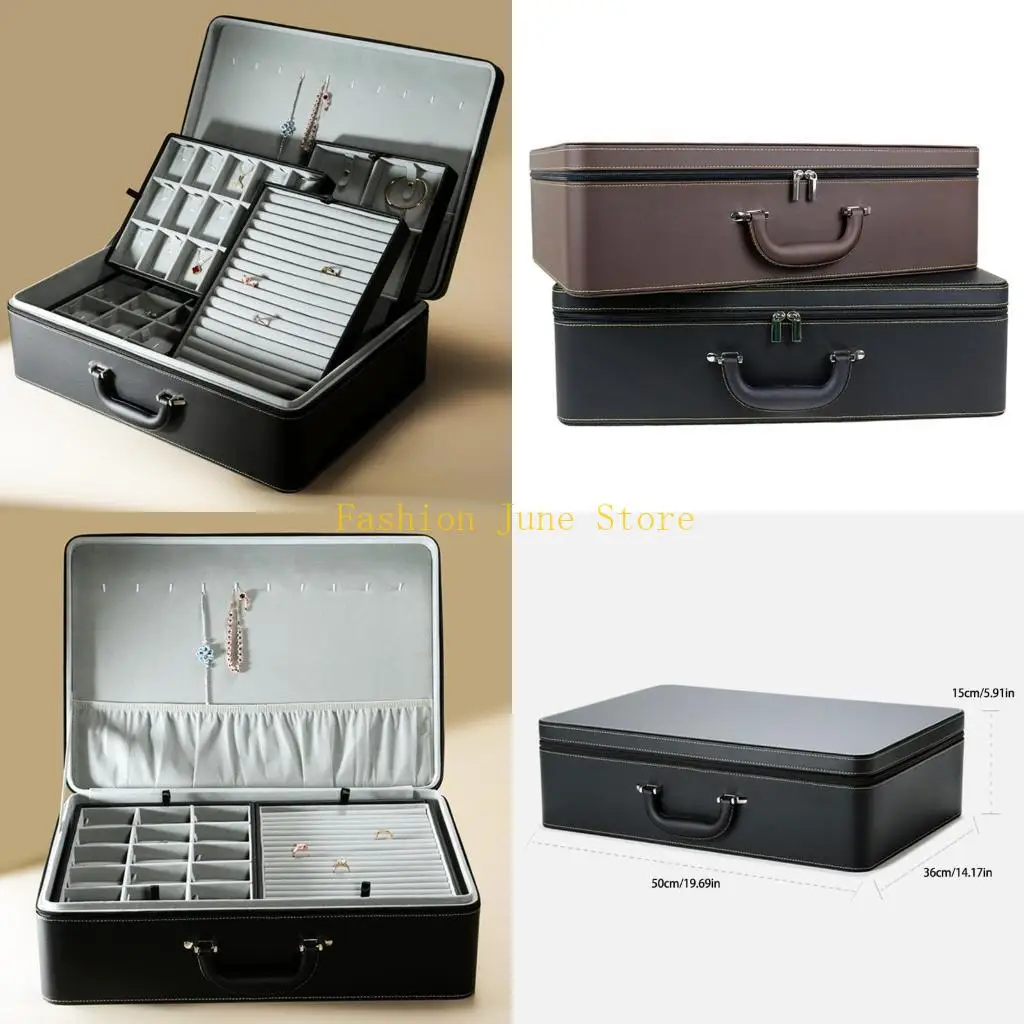 

N5KA Практичный футляр для ювелирных изделий большой емкости Портативная витрина для ювелирных изделий с настраиваемыми для