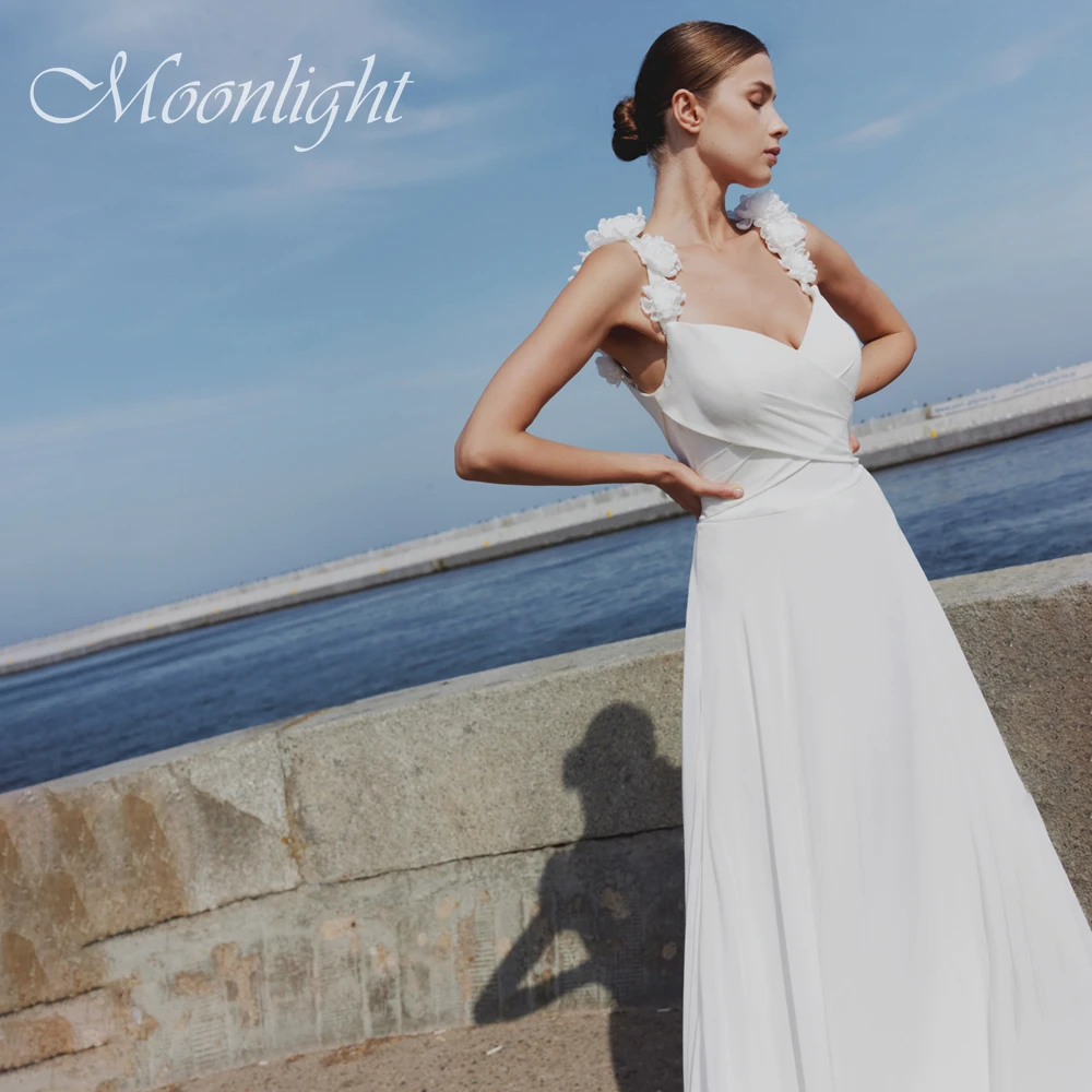 Princess Pleat Flowers V-Neck A-Line Wedding Dress Women 2026 Spaghetti Straps Sleeveless Open Back Vestidos De Novia Customized