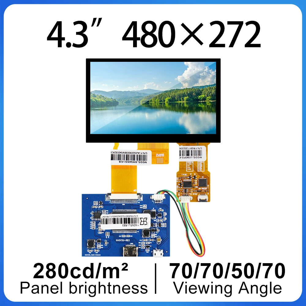 Écran LCD RGB multi-usages BM043SE2-K28 ", 40 broches, 480x272, luminosité 500, Angle de vision complet, Modules d'affichage, 4.3