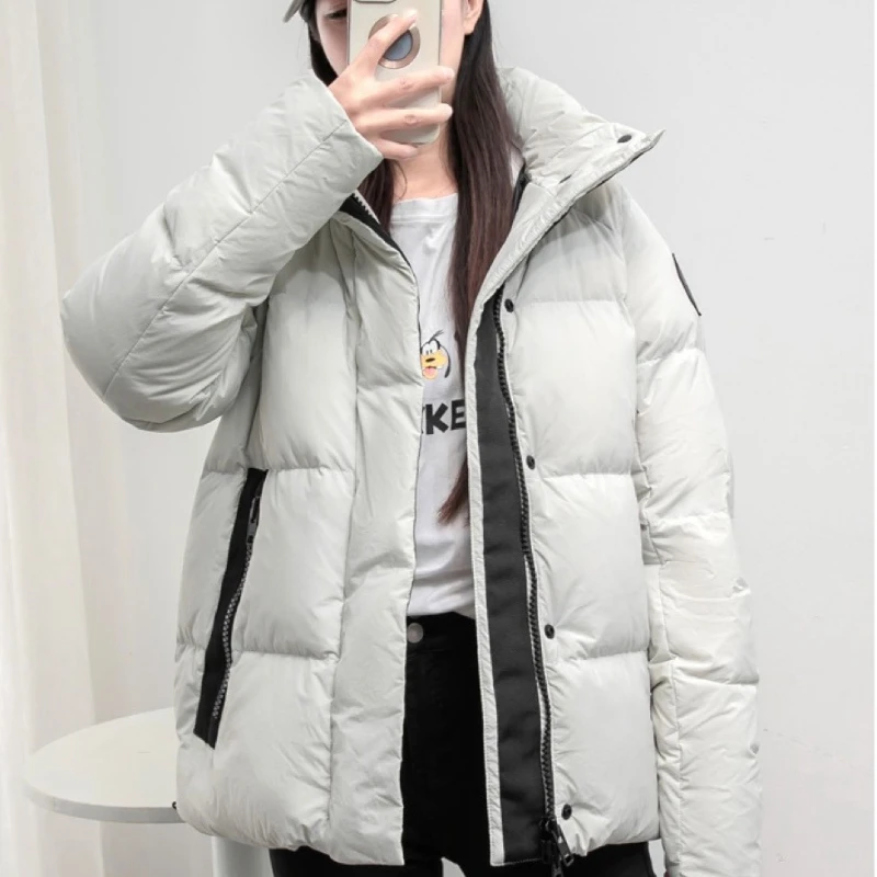 

Women's Winter Jacket Short Down Coats Simple Casual Sporty Trendy Outerwears White Goose Down Thickened Warm Snow Puffer Coats