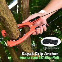 Portable Kayak Grip Anchor with Large Clamping Mouth Fishing Brush Gripper 16 Feet Paracord Gear Stainless Steel Anchor Grip