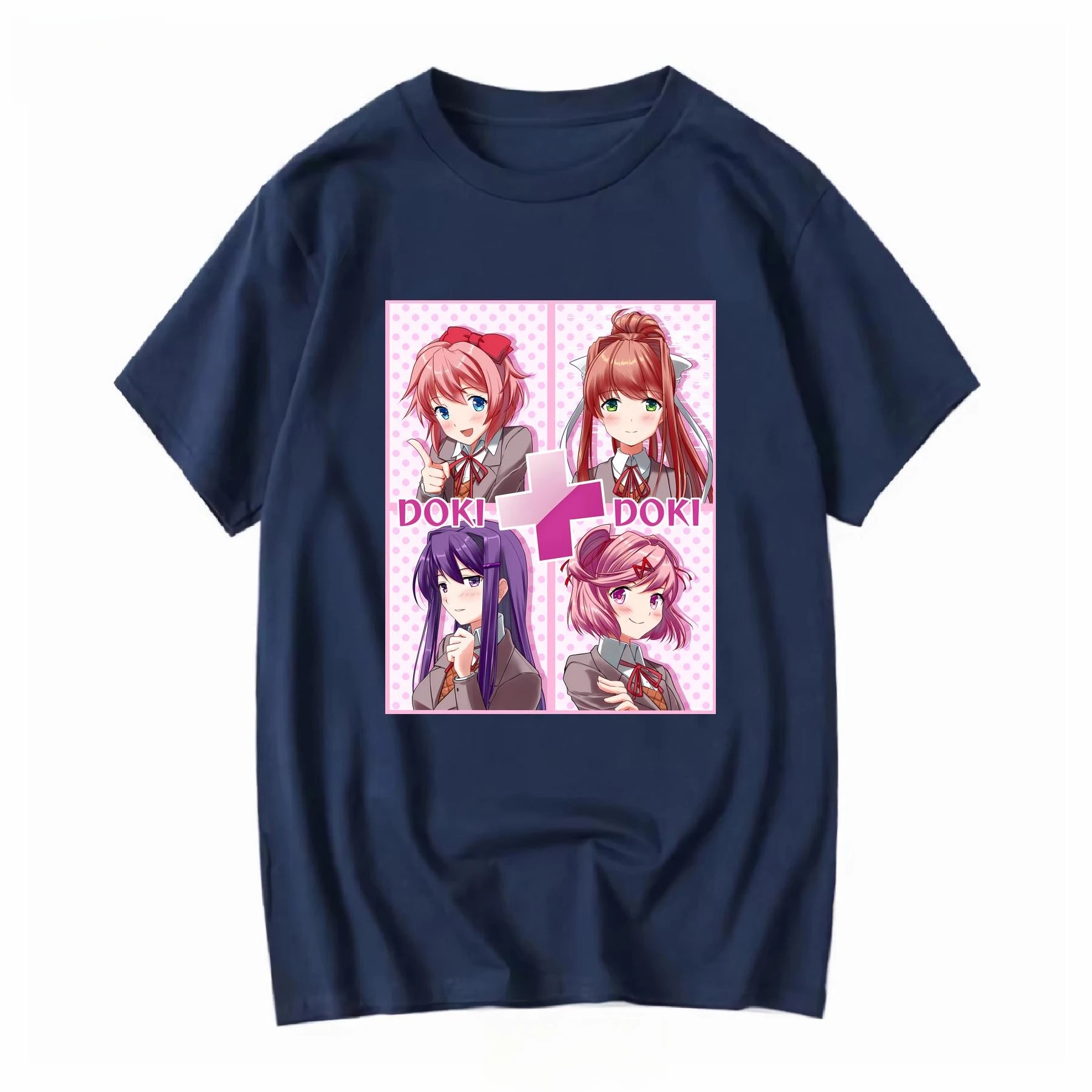 تي شيرت للفتيات الأدب DDLC Plus Just Monica Horror Vintage Washed للجنسين للارتداء اليومي جرافيك قابل للتنفس