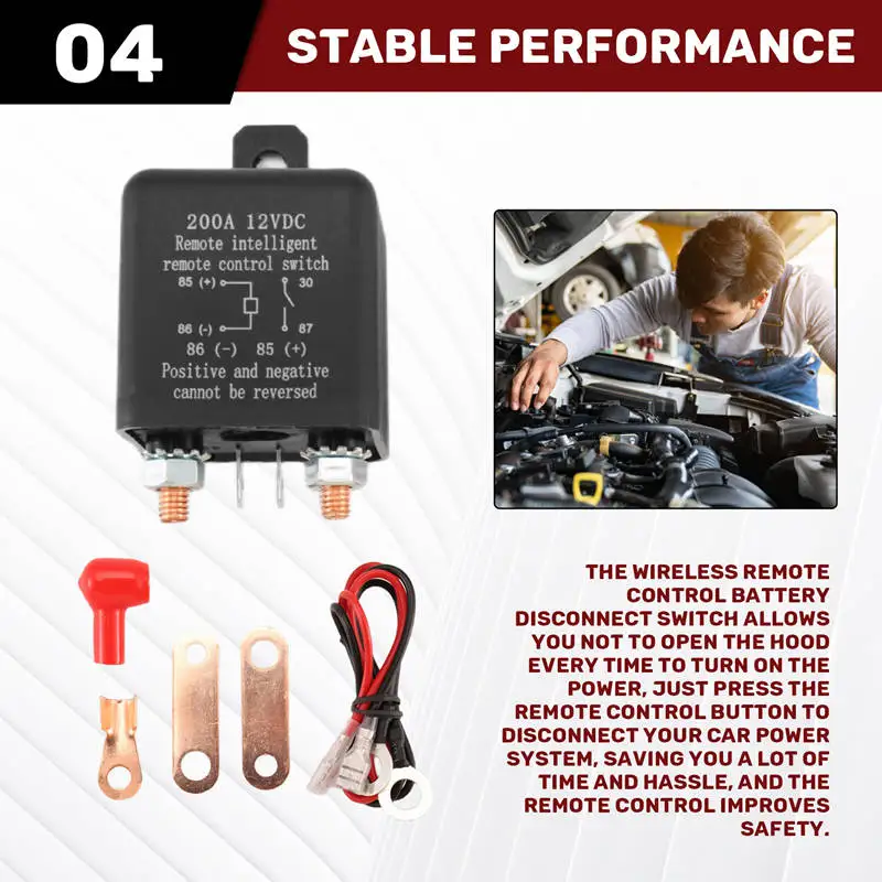 

Multi-Purpose Upgraded Remote Battery Disconnect Switch, 12V 200A Dual Remote Control Switch