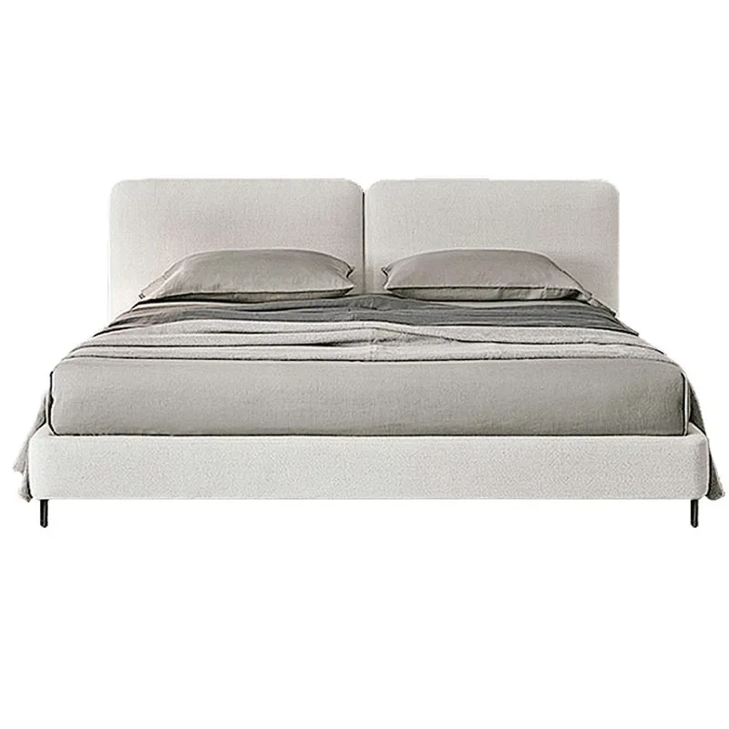 

Italian minimalist bedroom double bed Nordic modern minimalist fabric bed Studio model room exhibition hall thousand bird