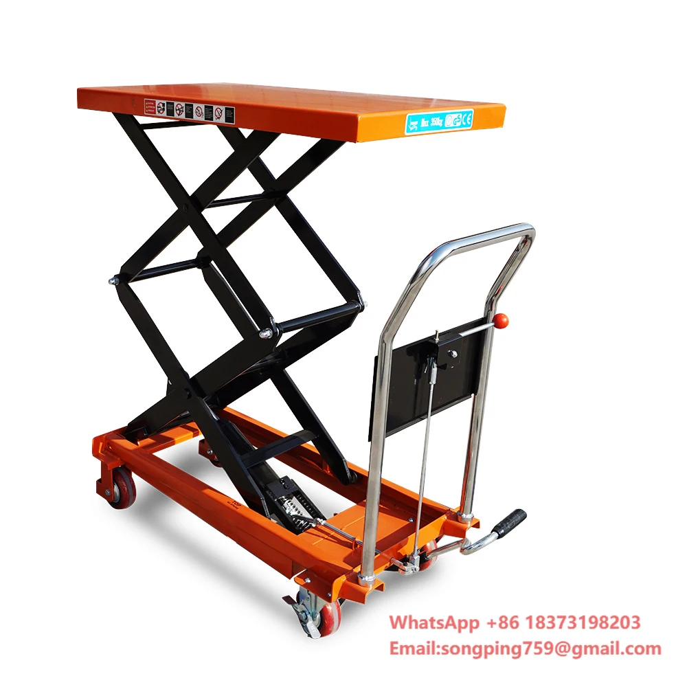 

Lifting Height 1500mm 1.5m 350kg Loading Capacity Portable Hydraulic Platform Manual Scissor Lift Table