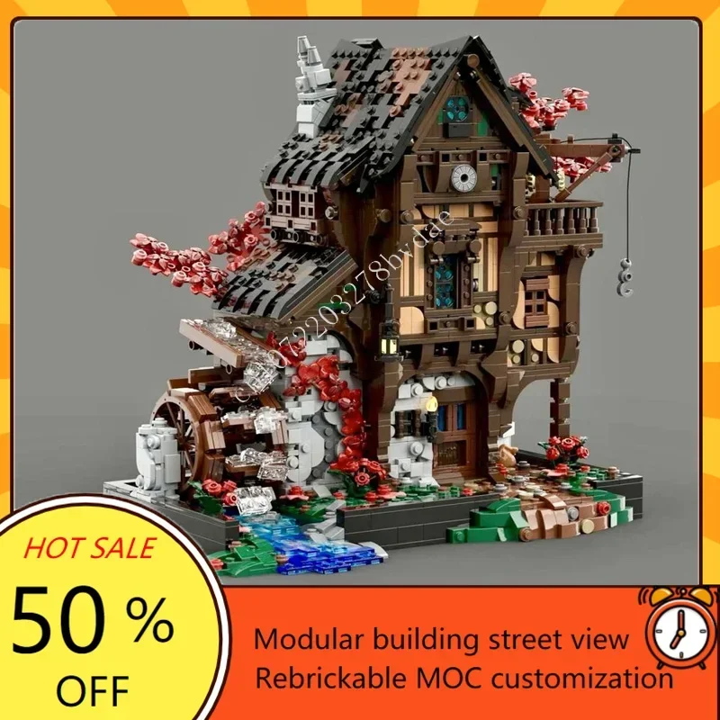 

2717PCS Watermill Medieval Fantasy Display Series Modular MOC Creative Street View Model Custom DIY Assembly Puzzle Toy Gift