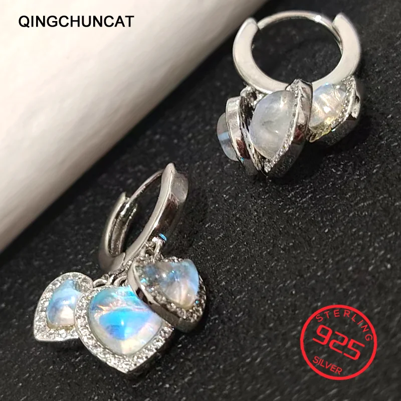 

S925 Ears Pendientes Moonlight Opal Tear Drop Pendant Earring Oorbellen 2026 New 925 Sterling Silver Dangle Earrings