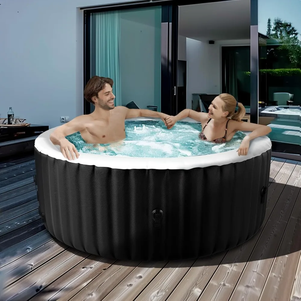 Hot Tub - 71” X 71” X 25” Inflatable Hot Tub, 2-4 Person Portable Blow Up Hot Tub Round Portable Outdoor Spa with 120 Bubble