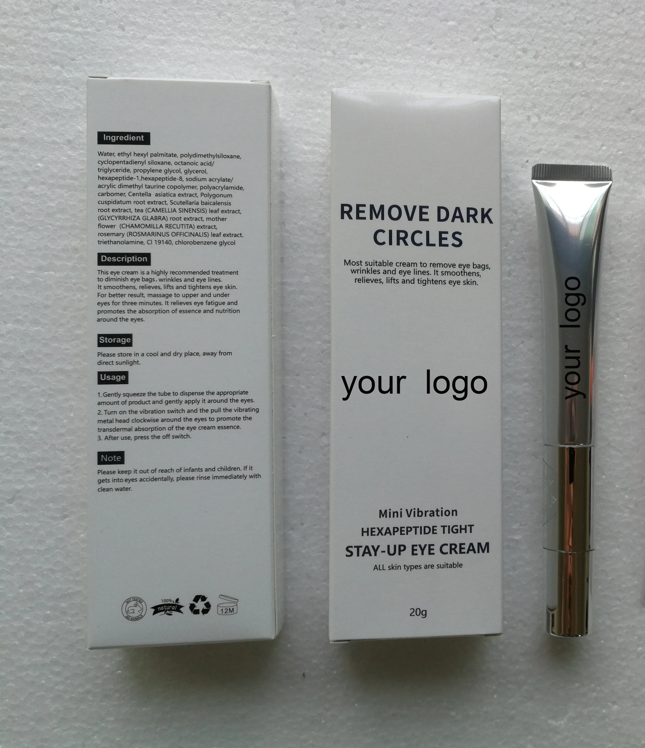 20g Hexapeptide Vibrating Eye Cream Nourish Firming Fine Lines Dark Circles Private Label Custom Logo Vegan Makeup Wholesale