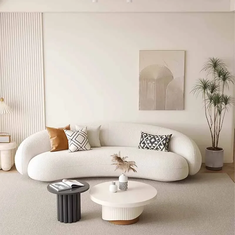 Large Fancy Living Room Sofas Soft New Arrival White Velvet Luxury Lazy Sofa Modern Floor Nordic Divani Da Soggiorno Furniture