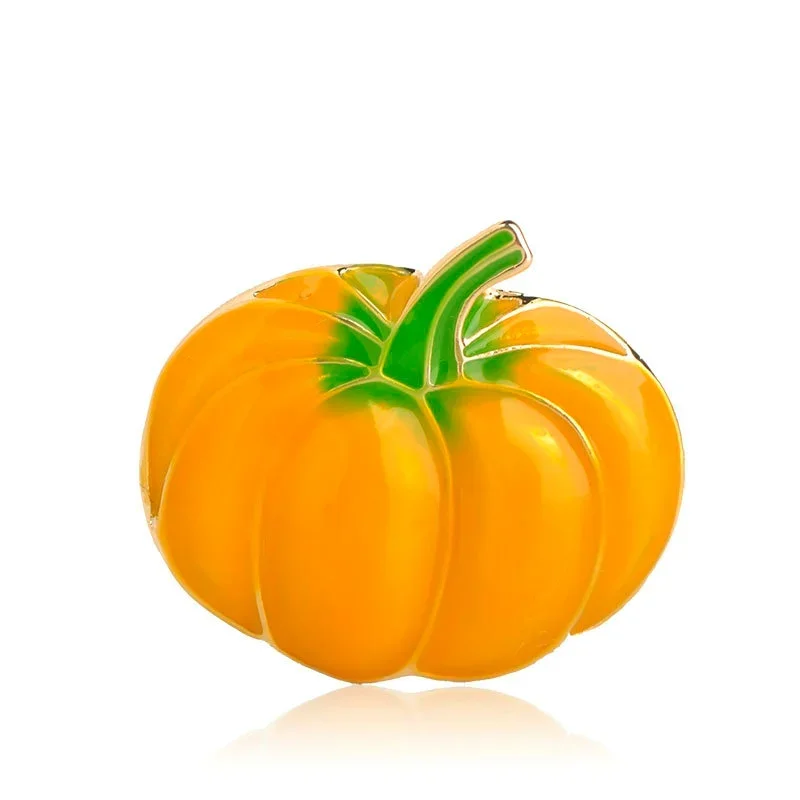 Blucome Yellow Pumpkin Vegetables Shape Brooches Enamel Gold Color Pins Women Kids Men Accessories Suit Lapel Pins Badge Gifts