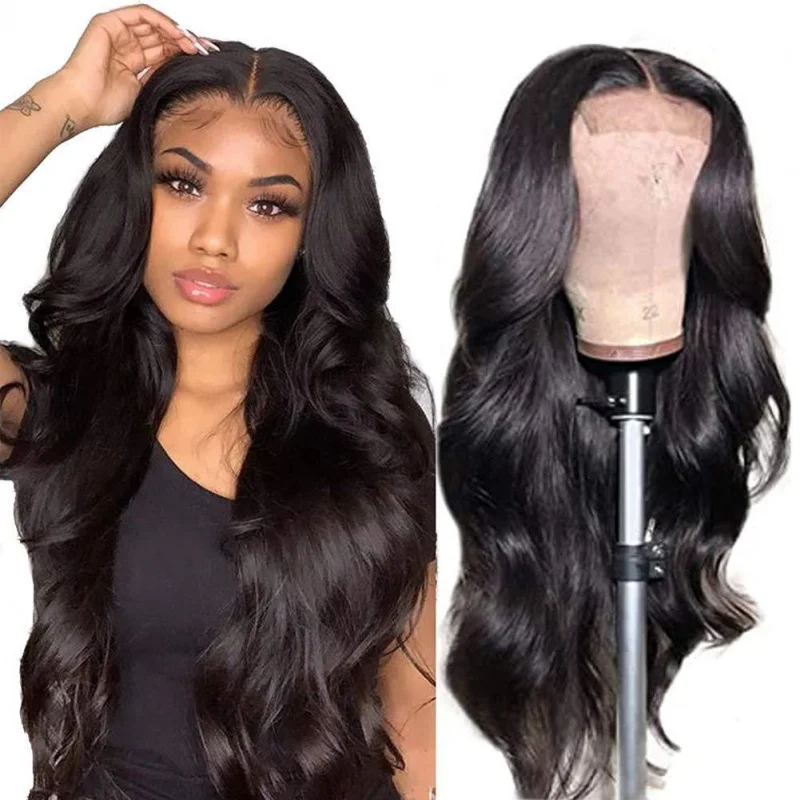 

New long curly hair for women, middle-parted black burgundy big waves, fashionable and realistic synthetic fiber wig