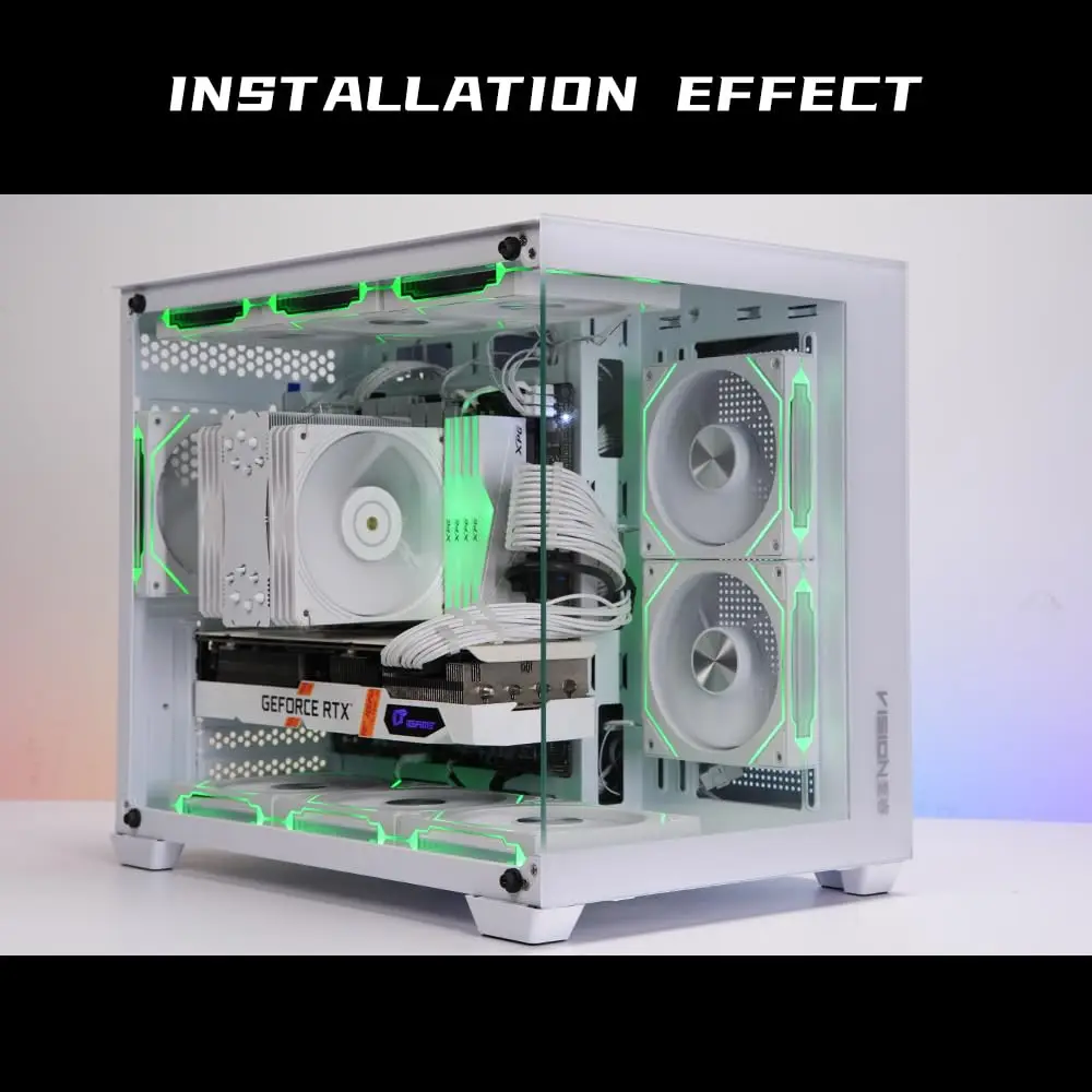 Prism 4RS ARGB CPU Case Fan 120mm Infinity Mirror Design 5V 3PIN Motherboard Lighting Sync 4PIN 800-1800RPM Case Cooler Fan image 5