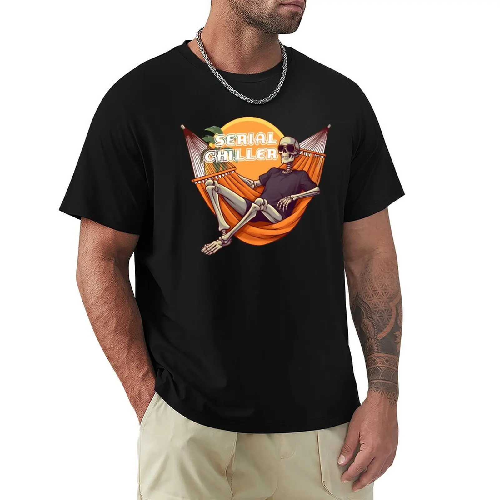 Serial Chiller Skeleton T-Shirt Casual Loose Fit Short Sleeve T-Shirt