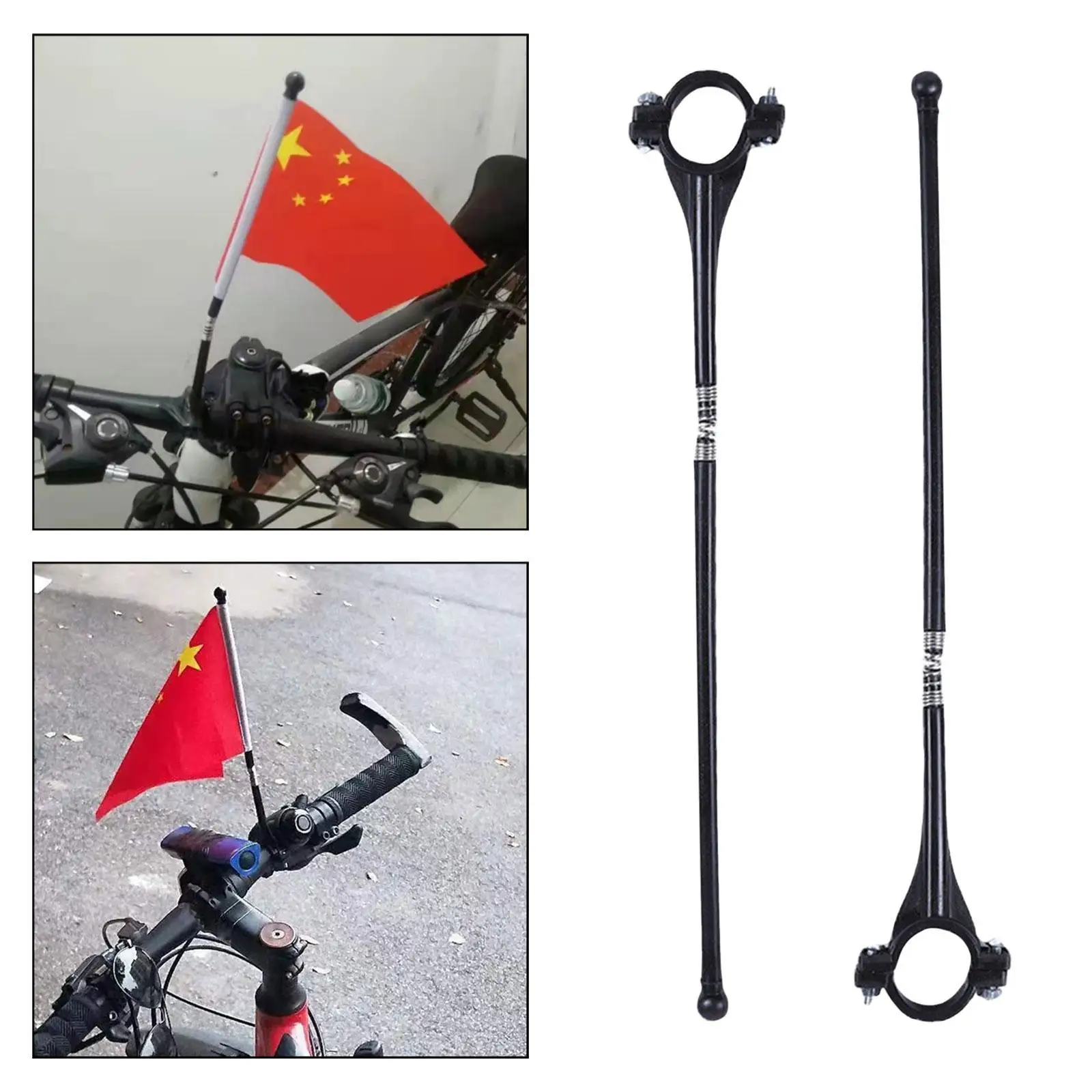 2 Pieces Bicycle Outdoor Flagpole House Flag Pole 25mm Handlebar Diameter Motorcycle Handlebar Flagstaff for Mountain Bikes