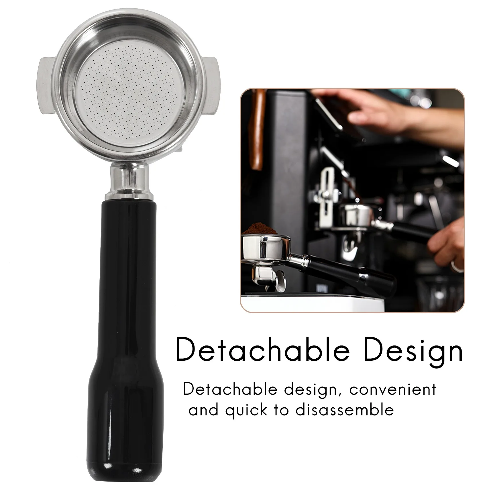 A94E-58MM Rvs Koffiezetapparaat Bodemloze Filterhouder Filterhouder Voor Rocket/Expobar Dubbele Mond/E61/FAEMA