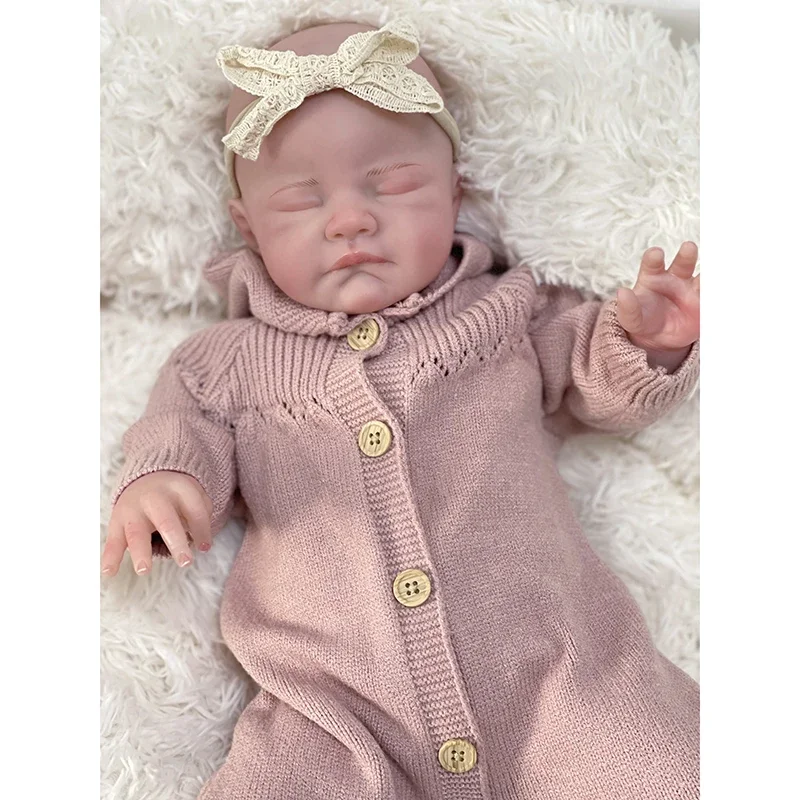 

20inch August Already Painted Newborn Baby Size Reborn Doll premium Make-up Handmade 3D Skin Top Quality Collectible Art Doll