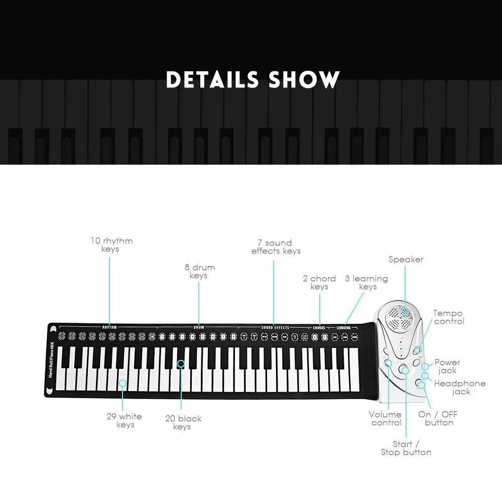 49 Tasten rollen weiche Tastatur Bühne Audio Midi flexibles Klavier 49 Tasten Silikon weiche Tastatur elektronische Orgel musikalische Geschenke