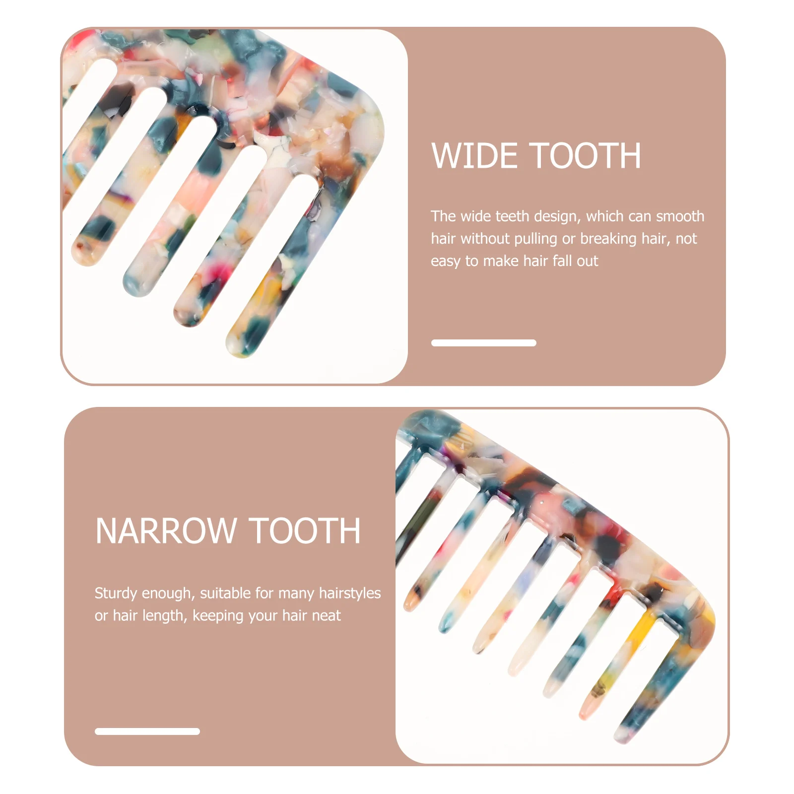 

2pcs Wide Tooth Portable Lightweight Smoothing Hair Comb For Women Plastic Hairdressing Tool Salon Hairstyle Comb