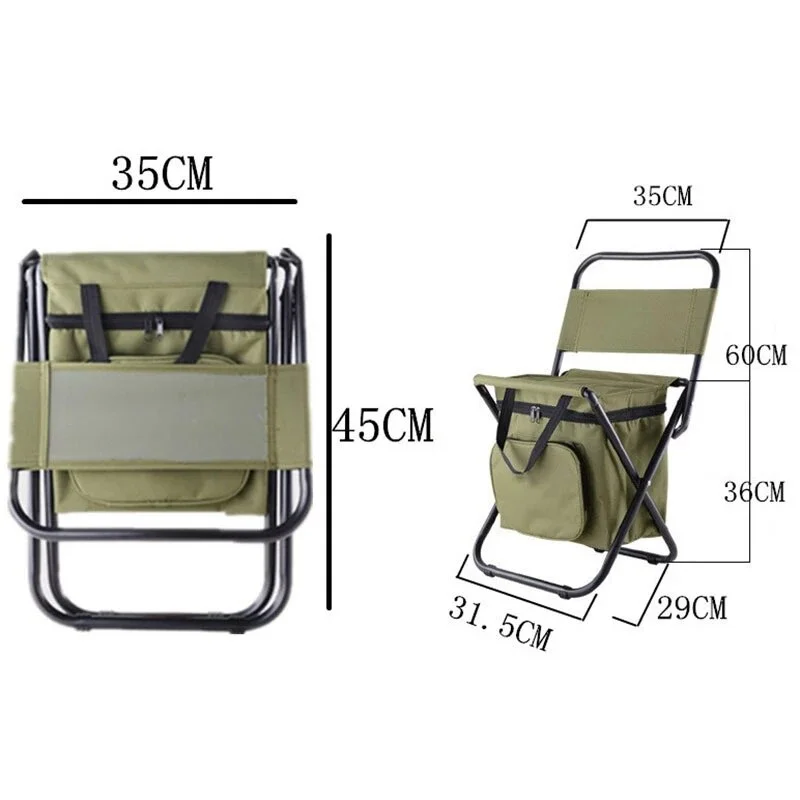 Tabouret pliant extérieur multifonctionnel, sac de glace portable avec sac isolant, tabouret de pêche, chaise de plage, tabouret léger