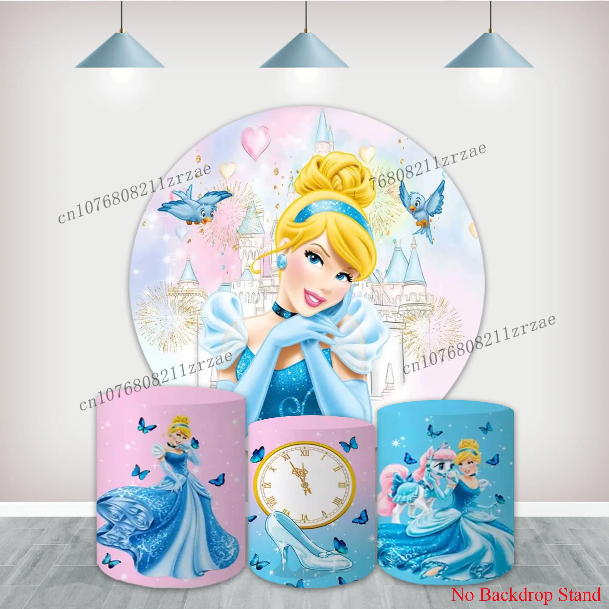 

Круглый фон Золушки для девочек, милые украшения для вечеринки в честь первого дня рождения, баннер для детского душа, настенный реквизит для фотосъемки