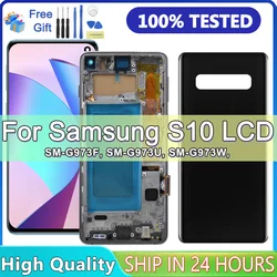 Tested S10 LCD with frame for SAMSUNG S10 G973F/DS G973 SM-G973F SM-G973U Display Touch Screen Digitizer Assembly Replacement