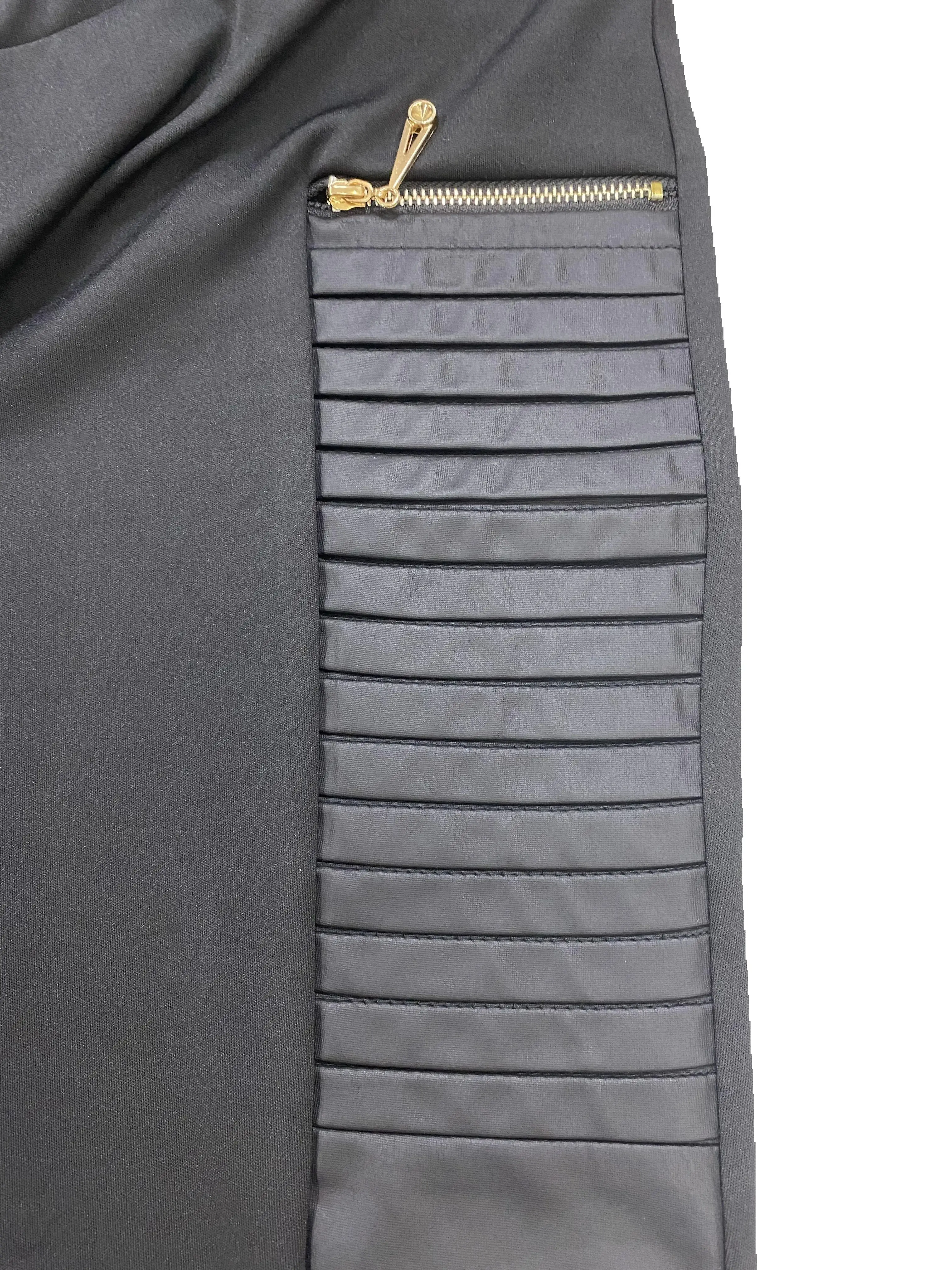 Schwarze, lässige, einfarbige Patchwork-Hose in Übergröße