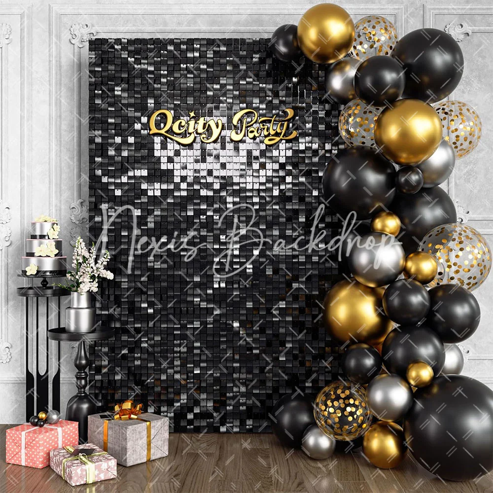 Black Shimmer Wall Backdrop, 24PCS Sequin Panels for Wedding, Birthday, Graduation, and Party Decorations - Photo Backdrop Decor