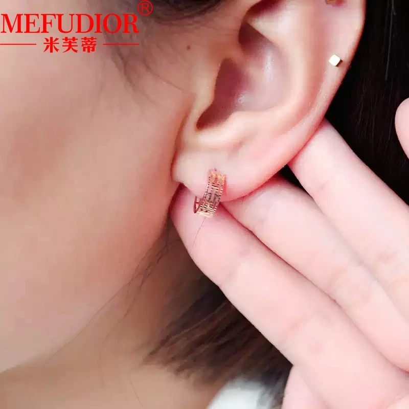 14K Rose Gold Stud Earrings for Women Hollow Hanging Earrings Hight Quality Luxury Couples Party Jewelry Gift