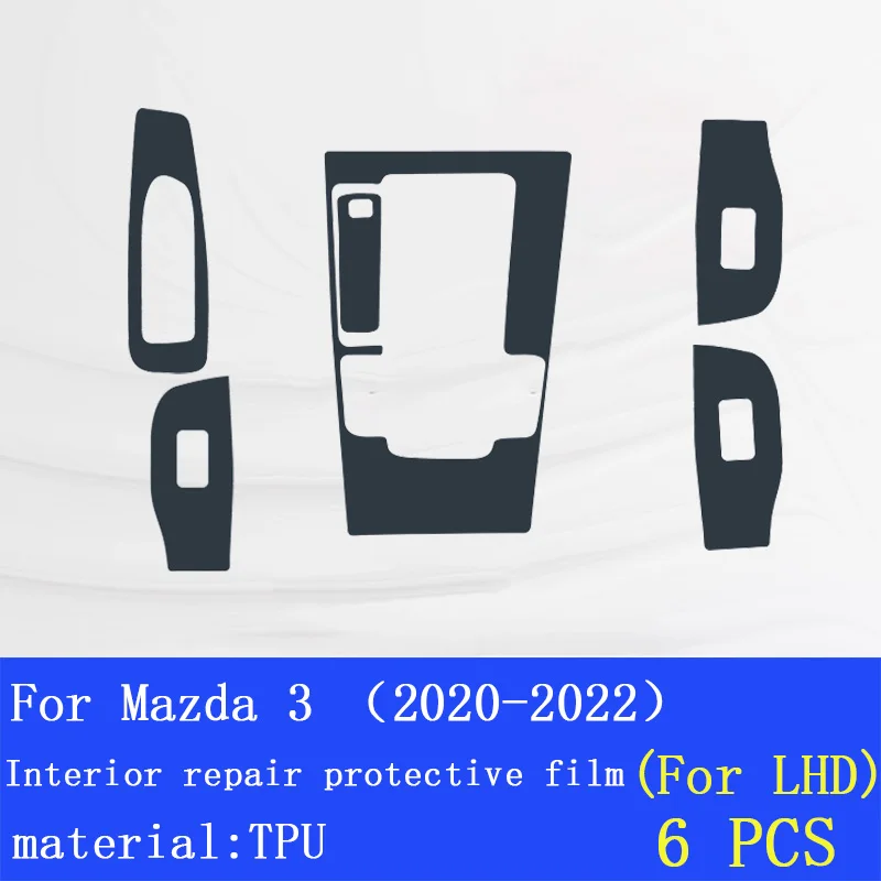 For Mazda 3 2020-2022 Navigation Center Console Gear Panel Screen TPU Car Interior Protective Film Anti-Scratch Repair Sticker