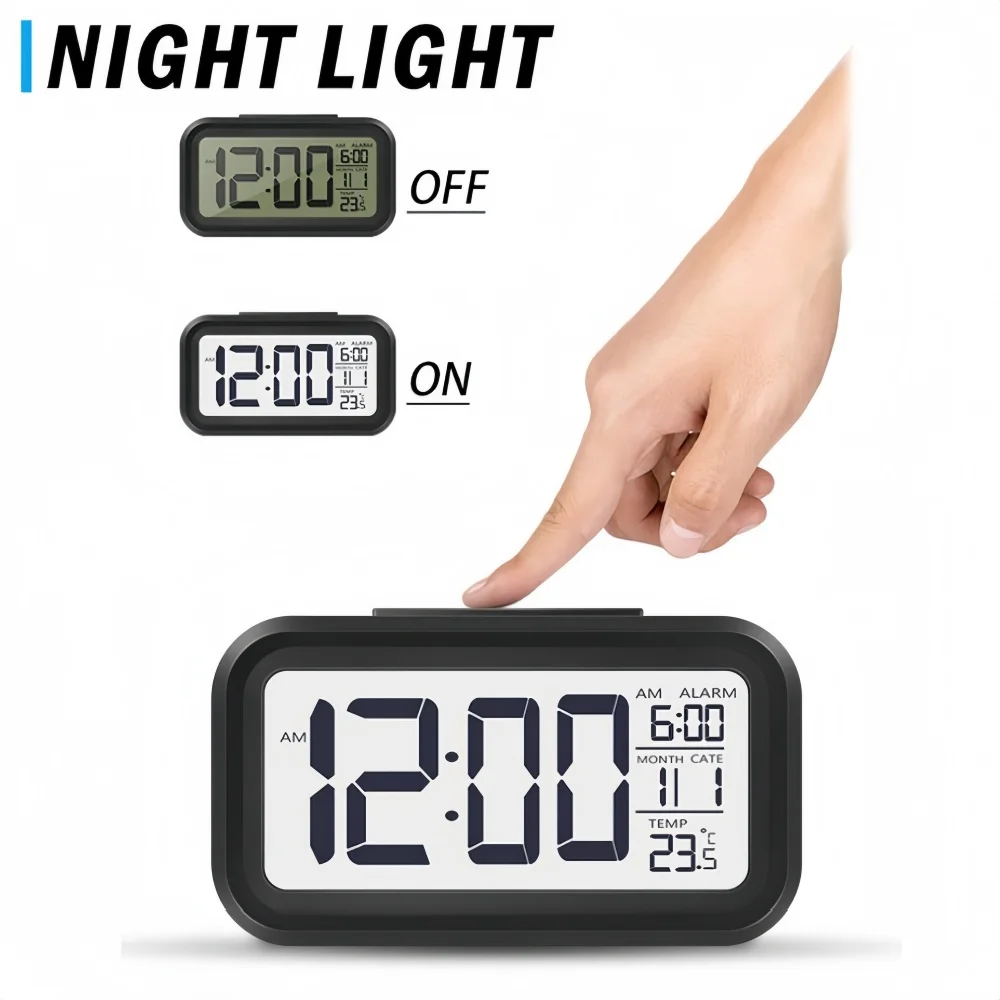 LED منبه رقمي على مدار الساعة الخلفية غفوة البيانات الوقت التقويم سطح المكتب متعددة الوظائف الخلفية الإلكترونية ساعة الطاولة