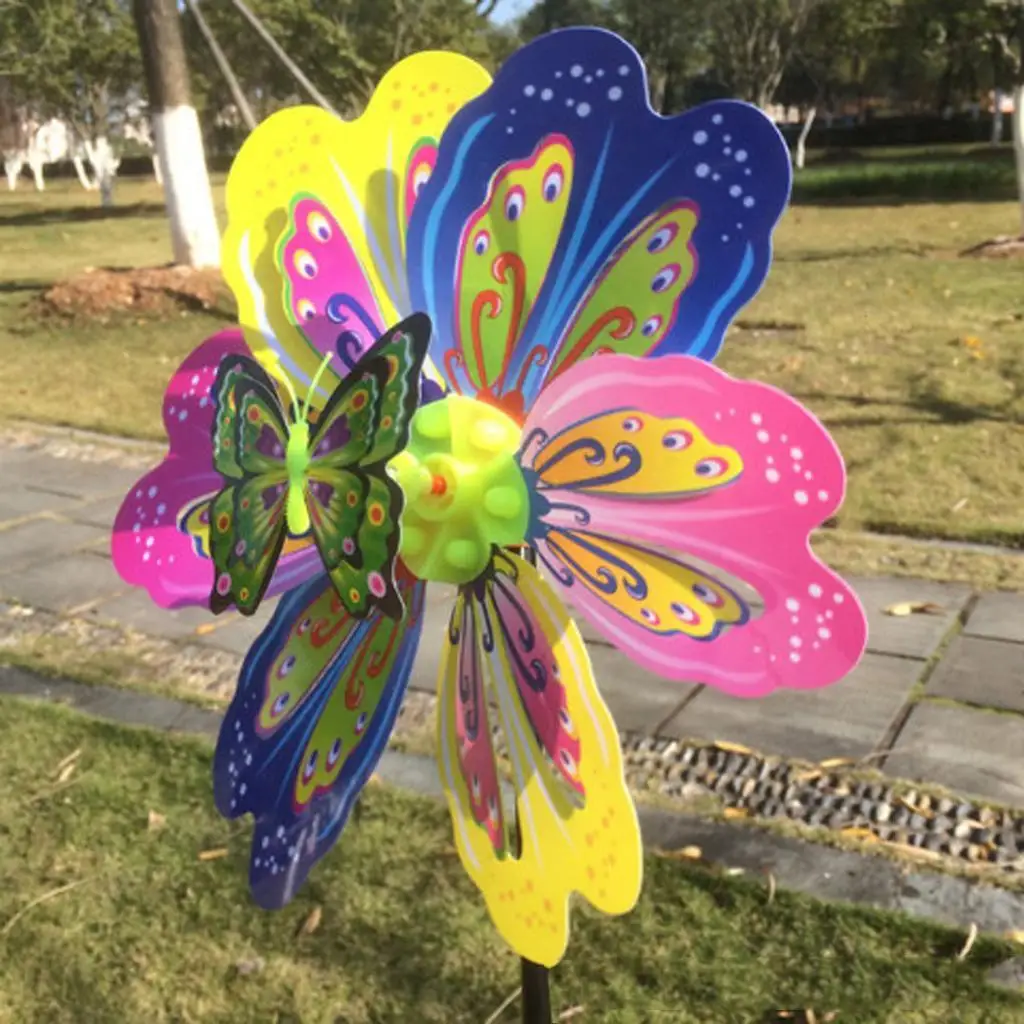 Colorful 3D Animal Windmill Butterfly Spinner Outdoor Toy Garden Decoration Lawn Windmill for Kids Play