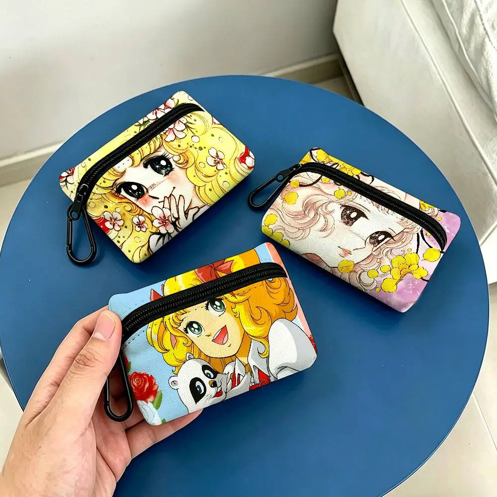 Classic Anime C-Candy C-Candy Mini Oxford Cloth Coin Purse With Carabiner Hook Portable Key Card Wallet Small Zipper Storage