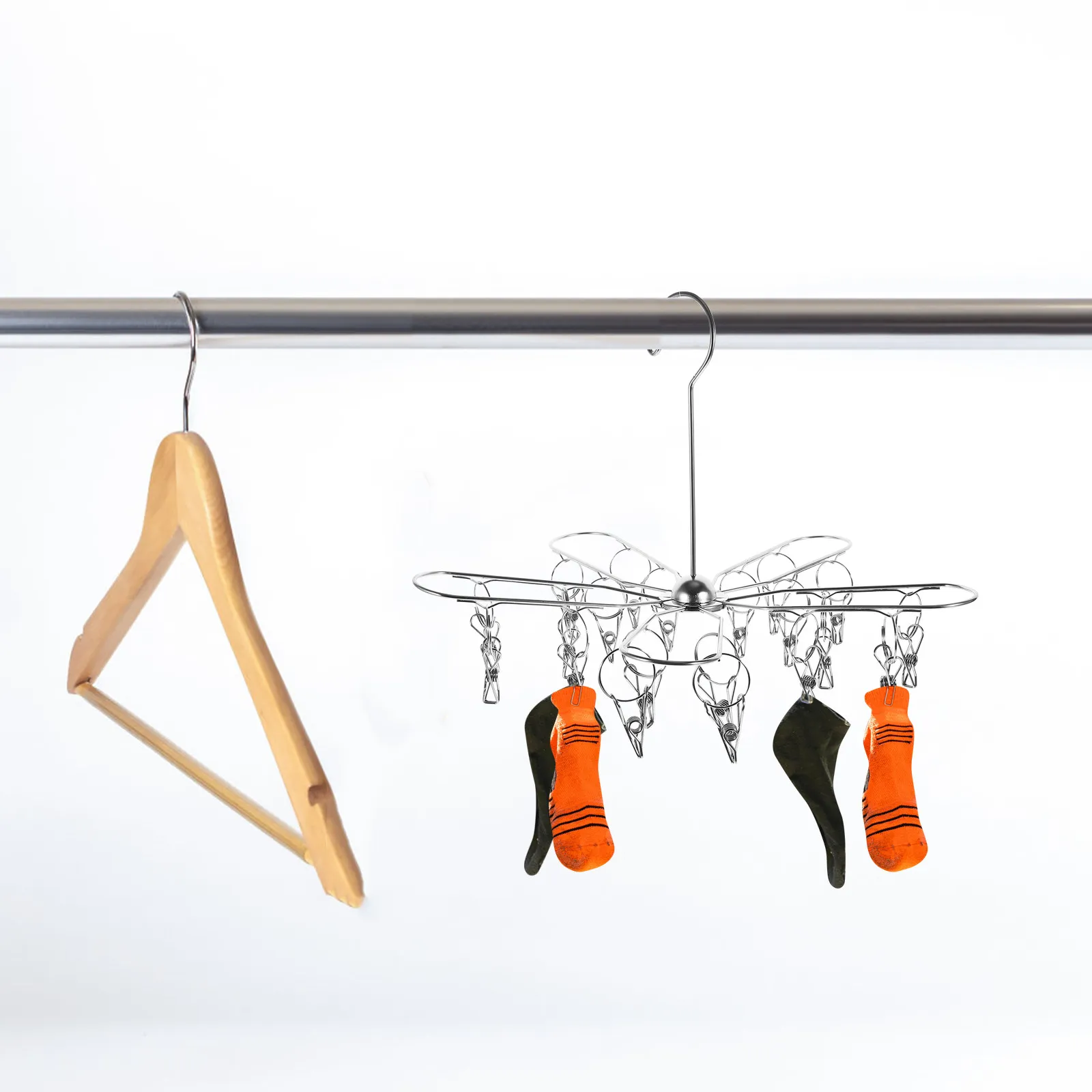 

Складная сушилка для белья с множеством зажимов, вешалка для сушки носков, нижнего белья, шляп, полотенец, сушилка для белья с прищепками