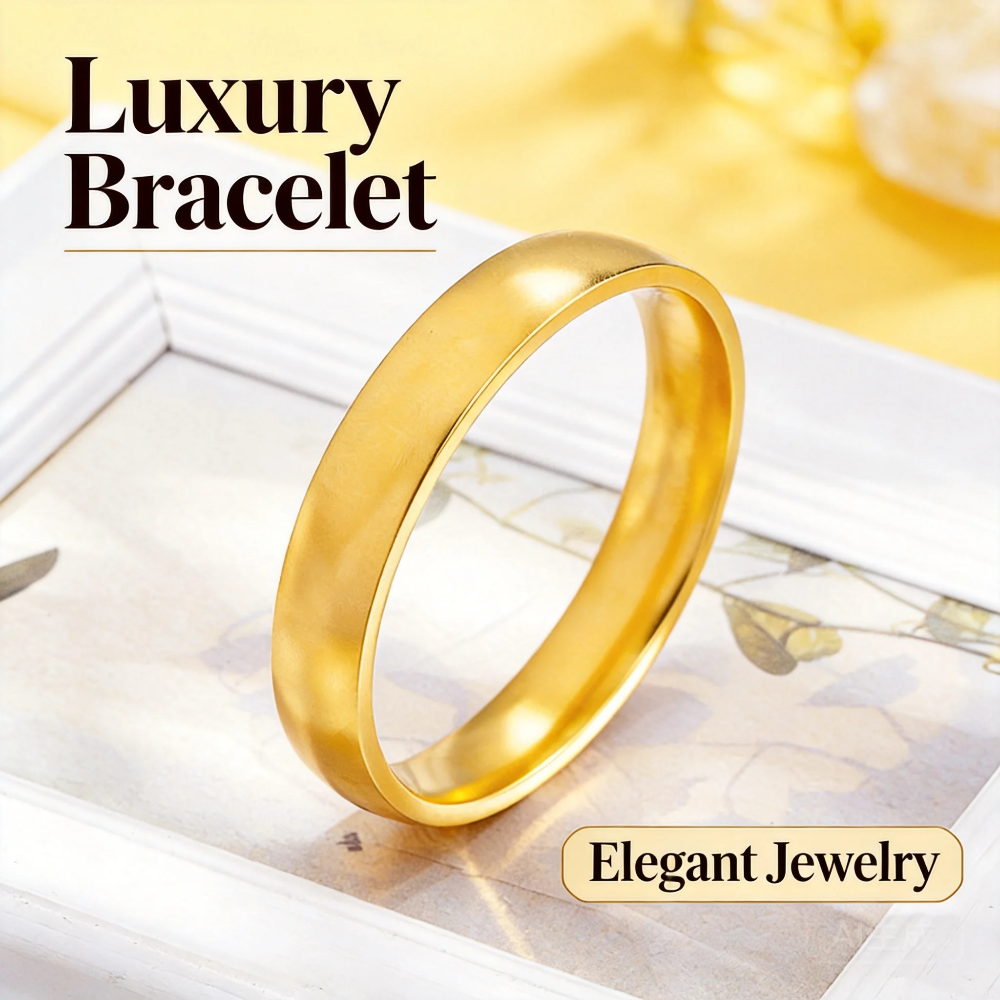 

2026 Chinese Style Women's Wide Faux Gold Plated Bangle Smooth Lotus Engraved Bracelet For Daily Wear Party Holiday Fashion Jewe