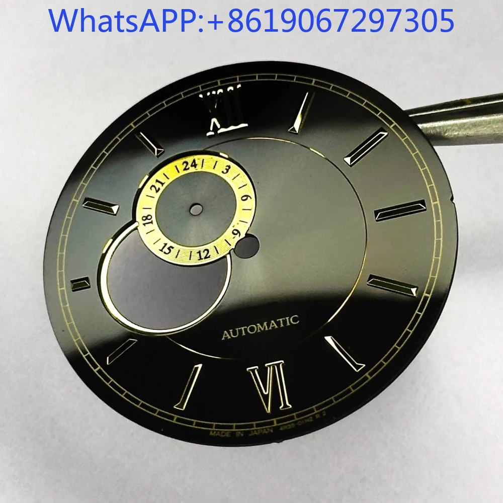 Preto ouro numeral romano sunburst textura relógio dial adequado para movimento nh35/39 vintage universal mod peças acessório