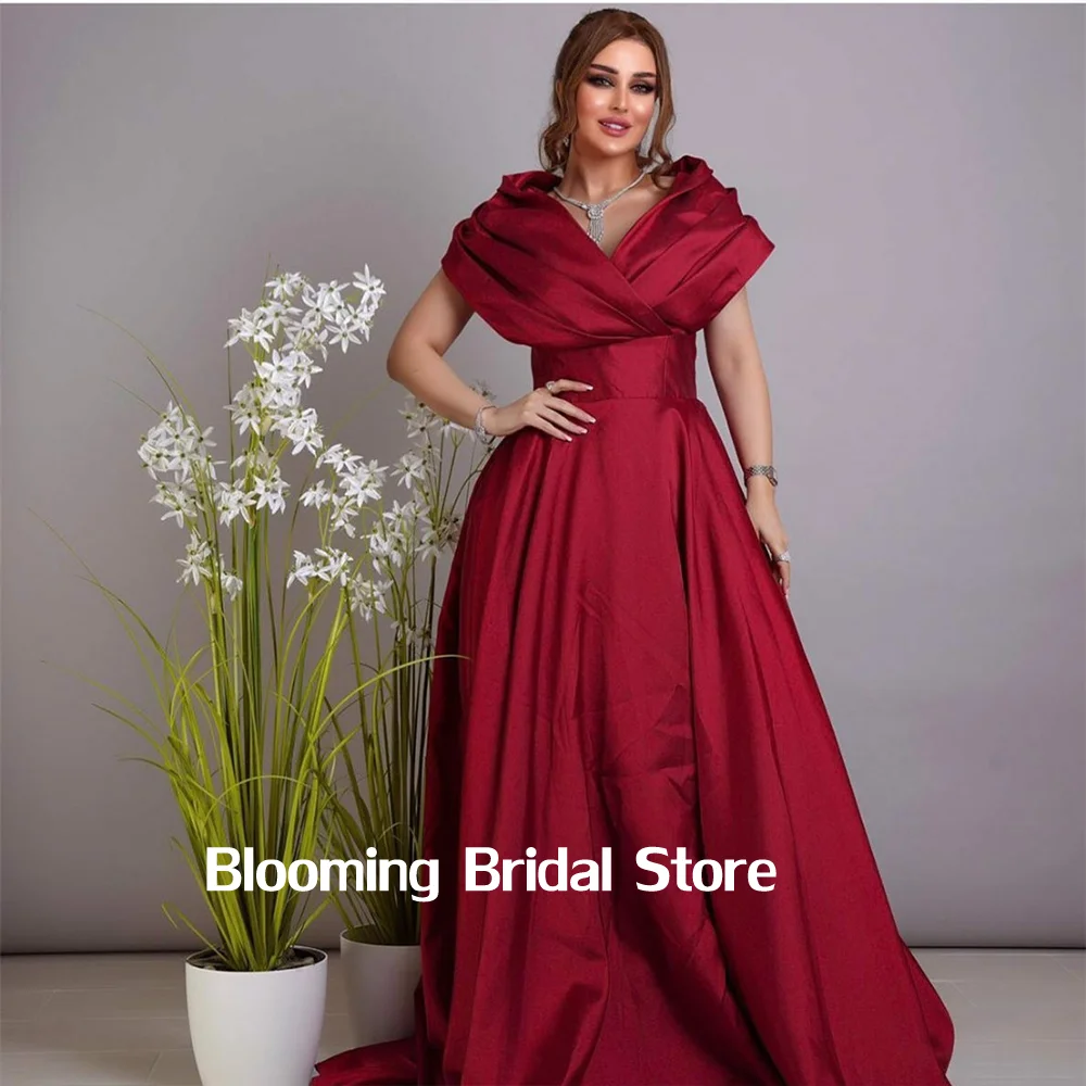 

Chapel Off Shoulder A Line Strapless Satin Charming Floor Length Evening Dresses for Women فساتين للحفلات الراقصة