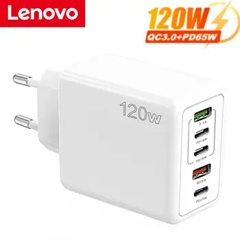 Lenovo120W 5port USB şarj hızlı şarj ab abd İngiltere tak duvar şarj PD hızlı şarj Samsung Xiaomi Huawei şarj adaptörü