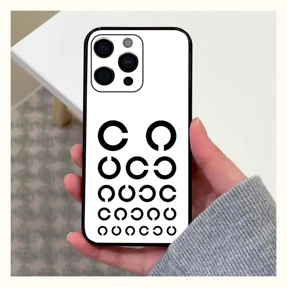 Medical Eye Vision Chart Phone Case For Apple iPhone 15,14,13,12,11,Pro,X,XS,Max,XR,Plus,Mini Soft Black Cover