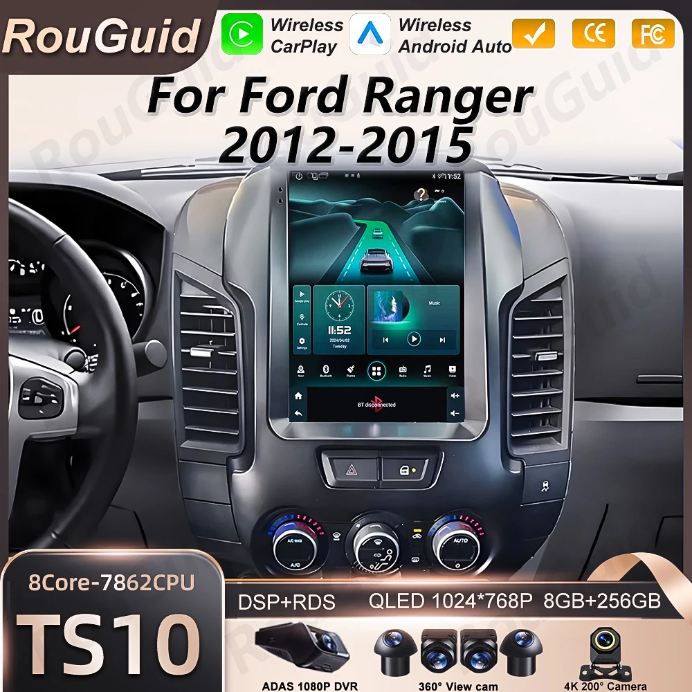 9.7'' Android 16 Auto Car Radio For Ford Ranger 2012 2013 2014 2015 Carplay Multimedia 2k Video Player 5G Wifi Screen Car Stereo