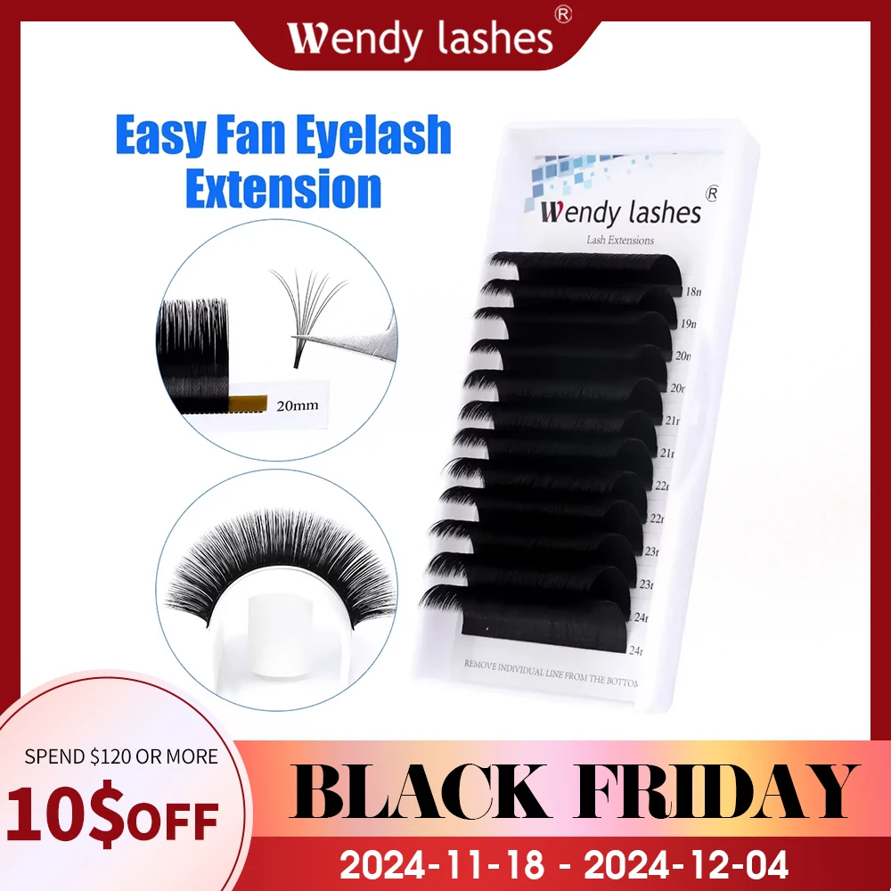 Easy Fanning Bloom Eyelashes C/D/DD Curl Austomatic Flowering Volume Faux Mink 0.07 Thick Natural Eyelash Extension Wendy Lashes