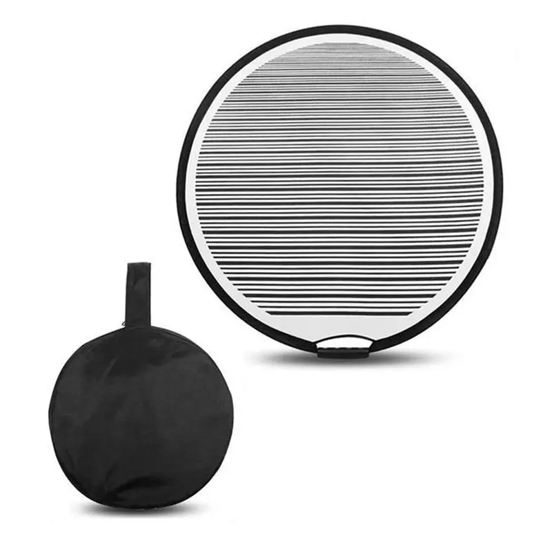 A19Q-Portable 80Cm Round Striped Car Dent Light Reflector Foldable Board Flexible Car Dent Remover Check Tools