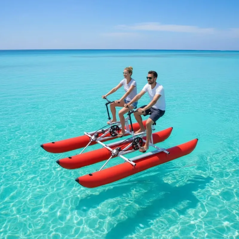 3 Pontoon Stable Inflatable Pedal Boat Lake Resort Rental Rust Proof 6061 Aircraft Aluminum Commercial 2 Person Water Bike