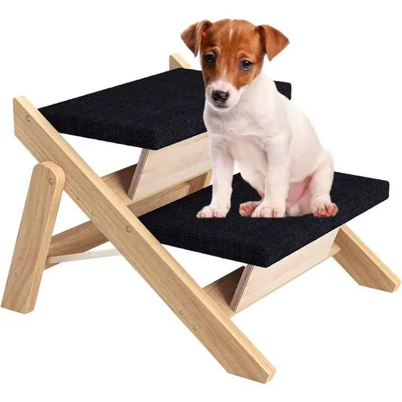 

Foldable Dog Ramp Non-slip 2 in 1 Dog Steps for High Bed Wooden Durable Dog Ramp Strong Cat Steps for Cats/Dogs Easy Step