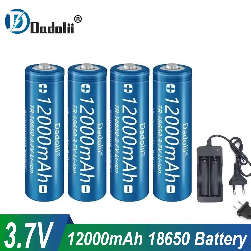 18650 Battery Rechargeable Battery 3.7V 18650 12000mAh Capacity Li-ion Rechargeable Battery For Flashlight Torch Battery+Charger