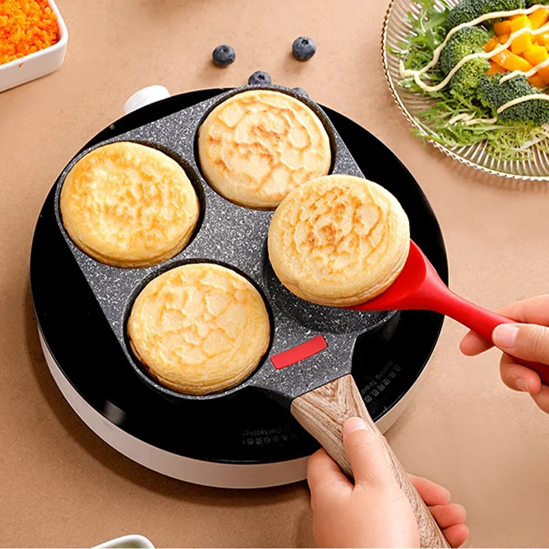 

Four-Hole Non-Stick Frying Pan Omelet Egg Pancake Cast Iron PanPancake Steak Thickened Cooking Egg Ham Pan Utensils For Kitchen