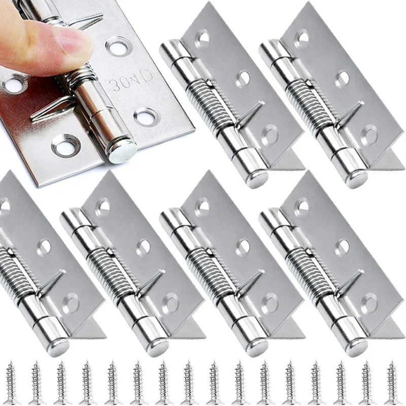 1/2Set Self Closing Spring Door Hinges Stainless Steel Hinge For Cabinets Door Closer Automatic Closing Hinge Furniture Hardware