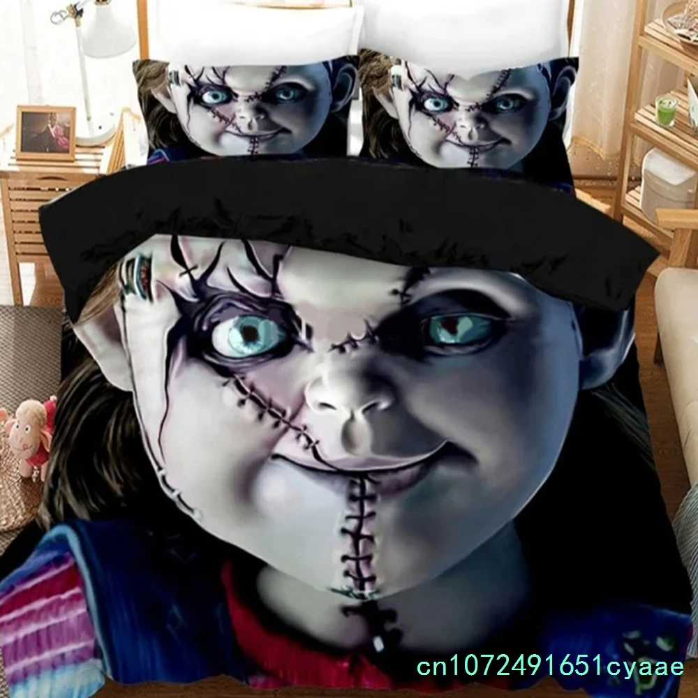 Horror Movie Child Of Play Chucky Bedding Set Boys Girls Twin Queen Size Duvet Cover Pillowcase Bed Kids Adult