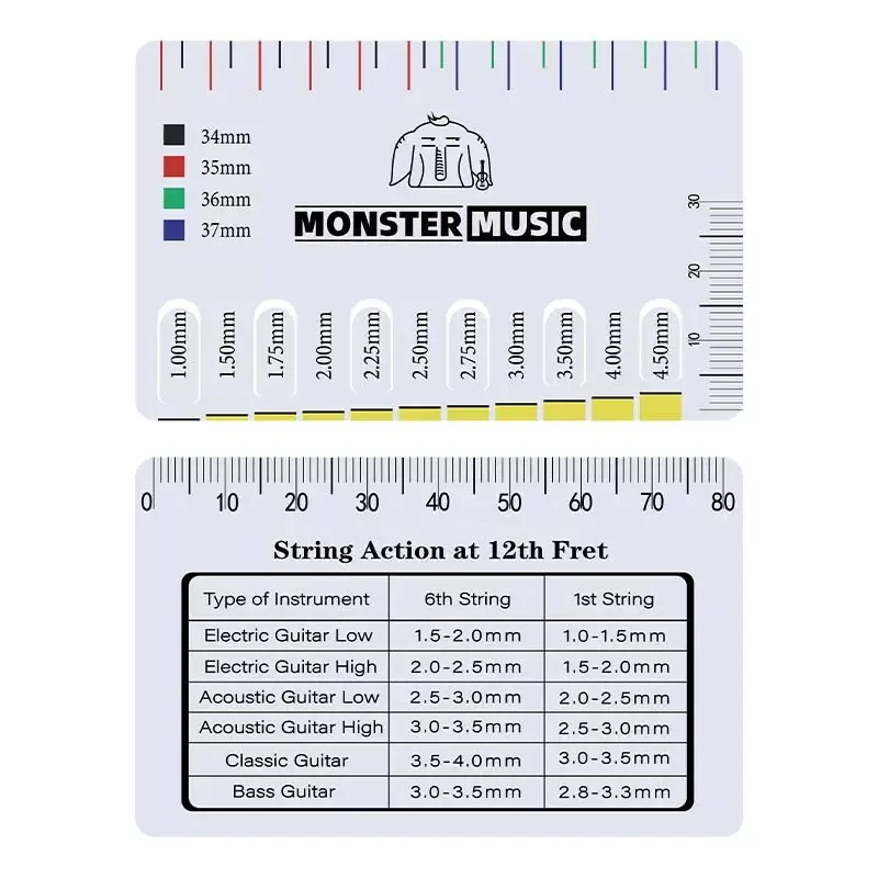 Guitar String Action Ruler Gauge Repairing Tool for Luthier Fit for Guitar Ukulele Bass Banjo Mandolin
