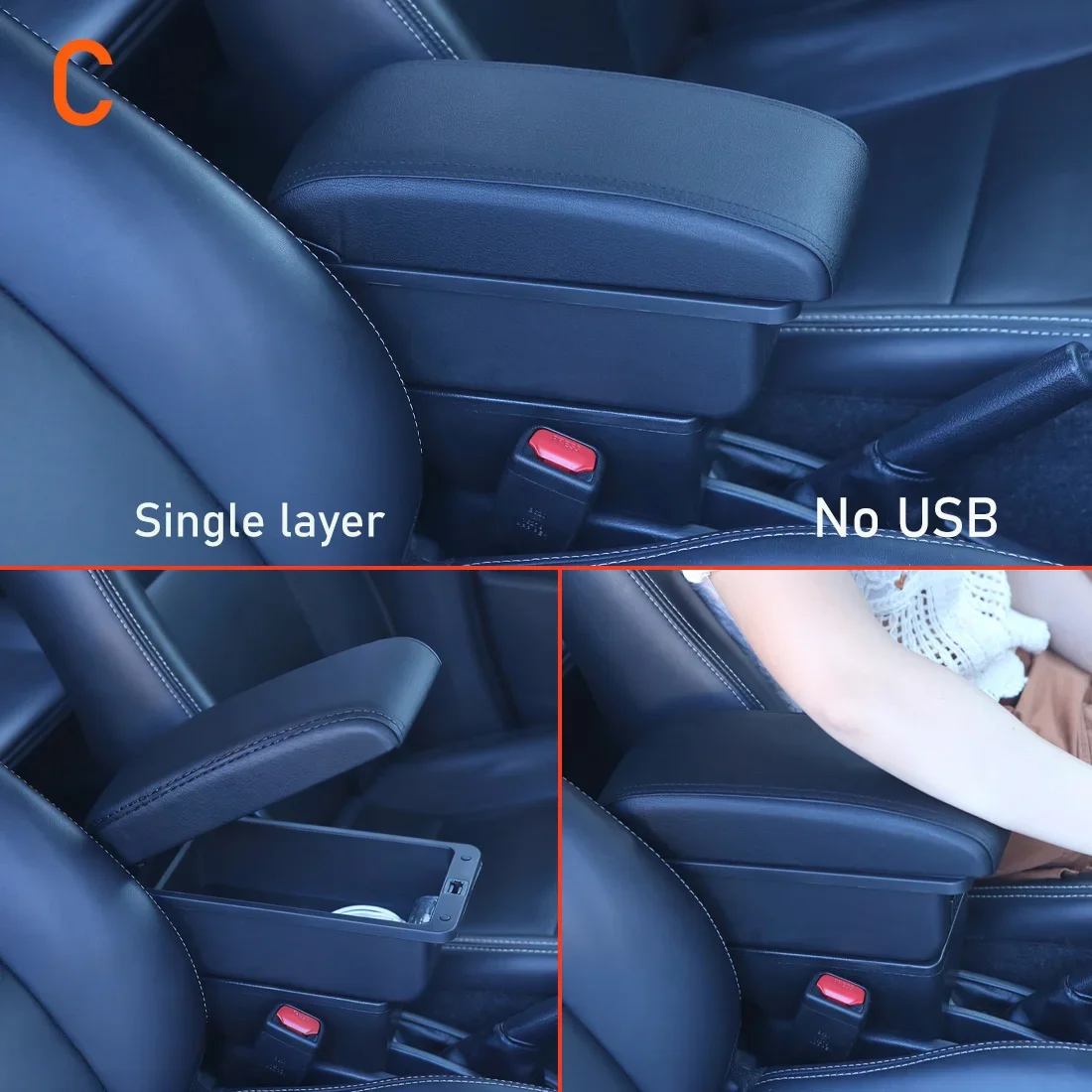 Für Volkswagen UP Armlehnenbox Für Skoda Citigo IV VW UP Seat Mii Auto-Armlehnenkonsole Auto-Aufbewahrungsbox Getränkehalter Auto-Zubehör – Detail 6
